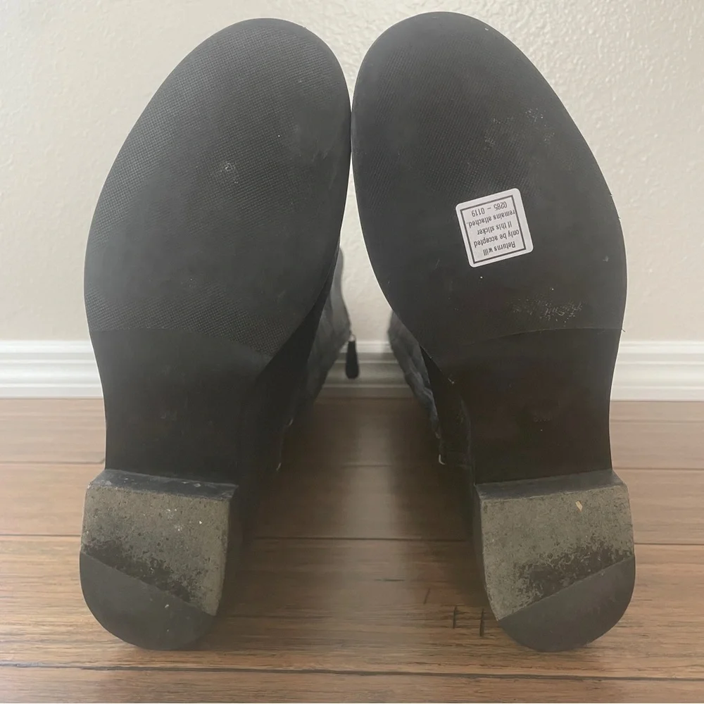 Black Leather Riding Boots with Gold Logo Tory Burch boots tall black boots - Picture 7 of 16